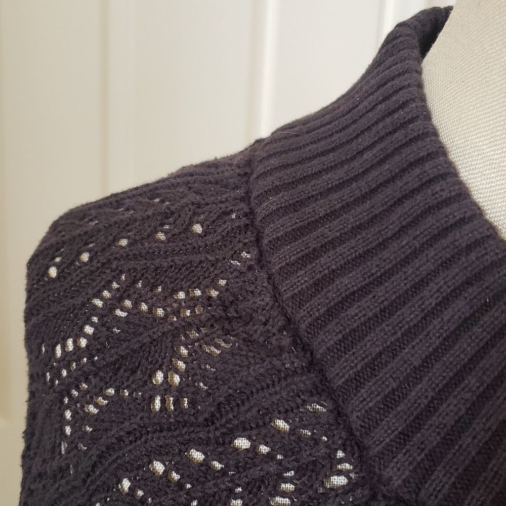 Vintage Gray Crochet Swing Cardigan Cropped Bell Quarter Sleeve Sweater • Small - Picture 12 of 16